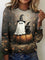Women's Ghost and Cat Long-Sleeve Tee in Multicolor