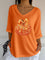 Women's Sequin Pumpkin V-Neck Blouse in Orange