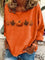 Women's Pumpkin Leaf Crew-Neck Top in Orange