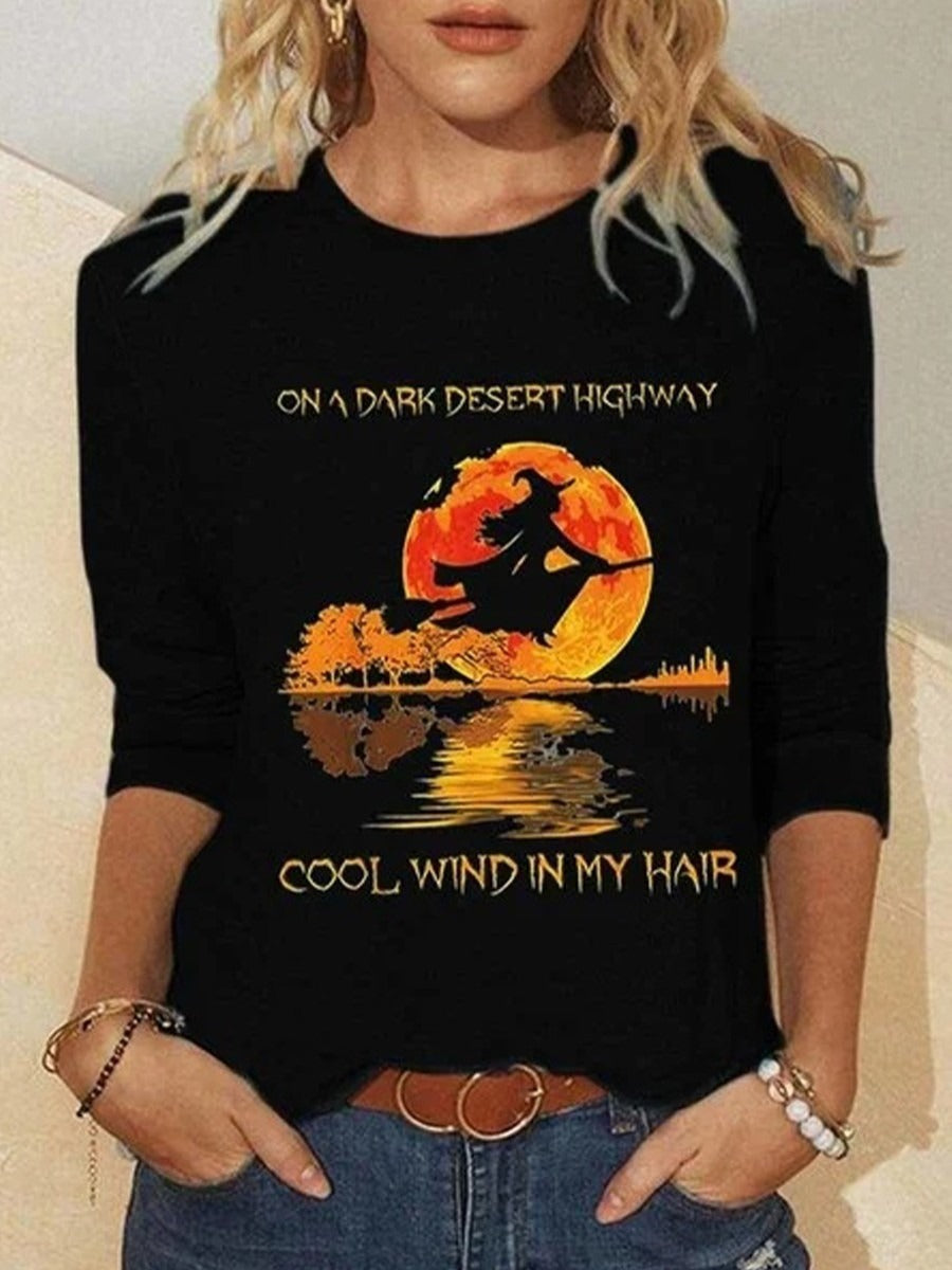 Women's Witch Moon Graphic Top in Black