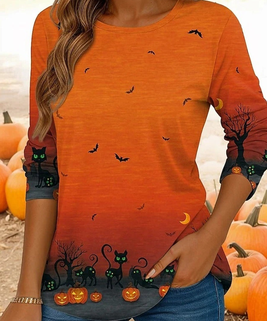 Women's Orange Ombré Cat Tee