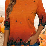 Women's Orange Ombré Cat Tee