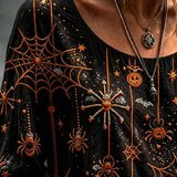Women's Spider Web Pumpkin Blouse, photo 3