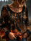 Women's Spider Web Pumpkin Blouse in Black