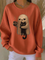 Women's Ghost Hug Black Cat Sweatshirt in Orange
