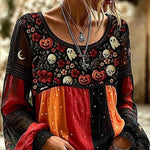 Women's Embroidered Halloween Lace Blouse in Multicolor