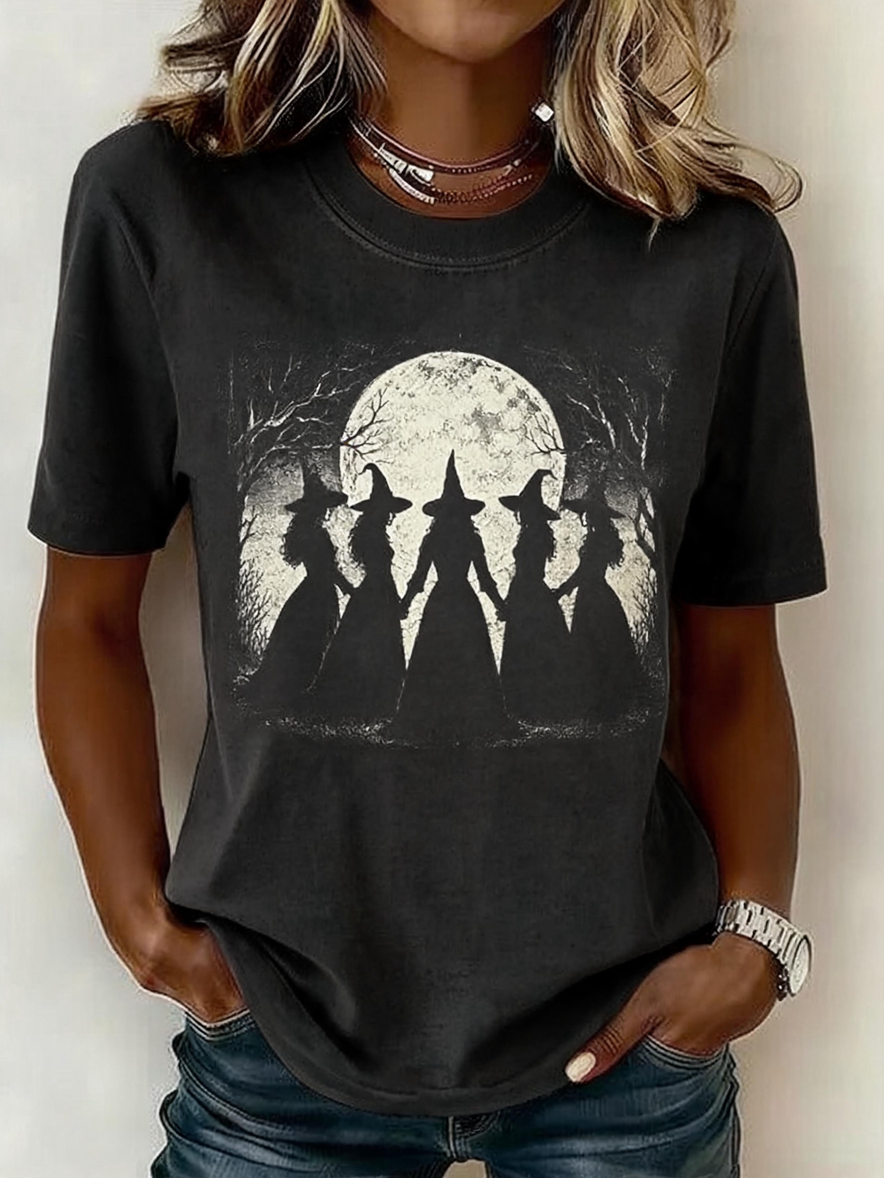 Women's Moonlit Witches Tee in Black
