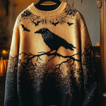 Women's Gothic Crow Art Sweater in Yellow