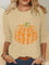 Women's Pumpkin Print Crew-Neck Blouse in Beige