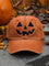 Women's Hat – Pumpkin Face Baseball Cap in Orange
