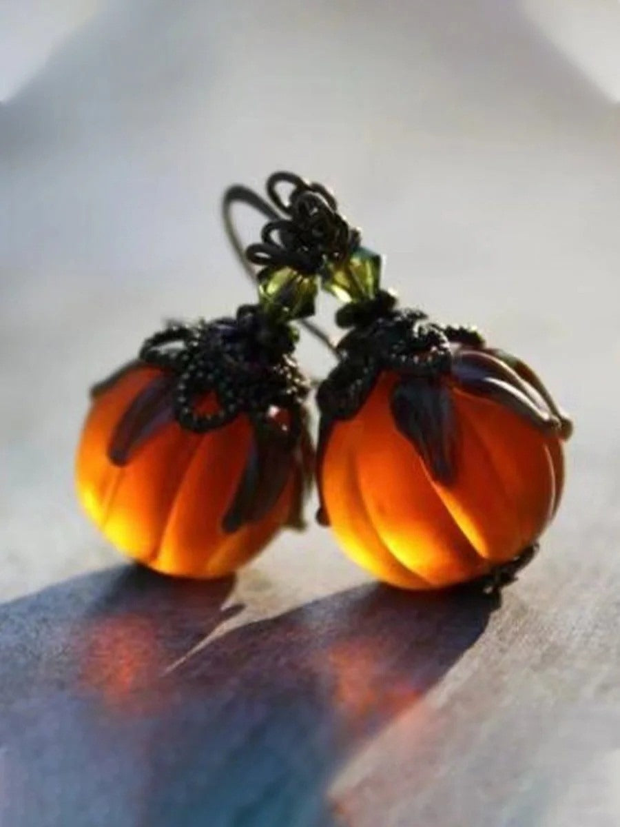Women's Vintage Pumpkin Earrings in Orange