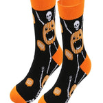 Women's Haunted House Cotton Socks in Orange Red