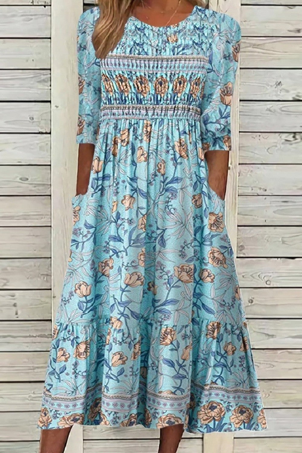 Women's Petal Muse Midi Dress in Blue