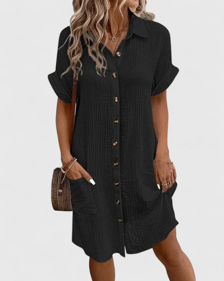 Gianelleza Sophisticated Midi Dress in Black