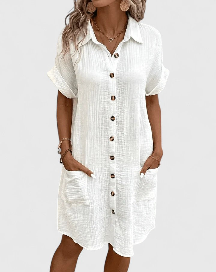 Gianelleza Sophisticated Midi Dress in White