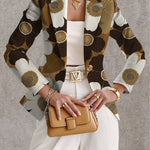 Women's Daisy Print Blazer in Brown Multicolor