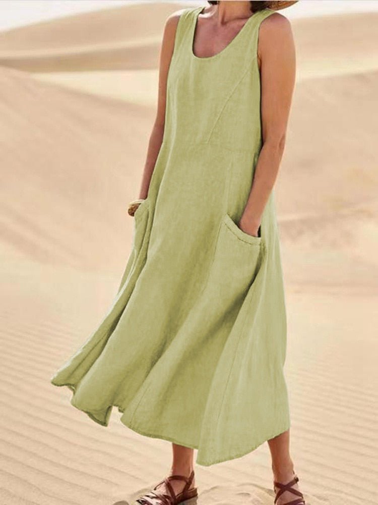 Women's Breezy Midi Dress in Light Green