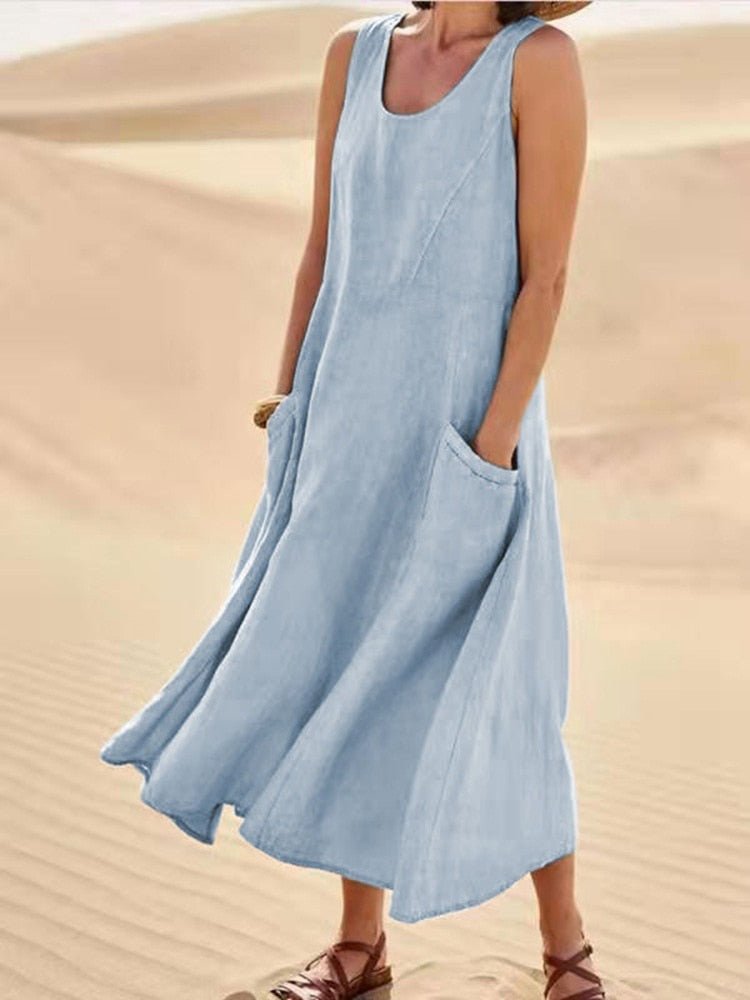 Women's Breezy Midi Dress in Light Blue