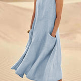 Women's Breezy Midi Dress in Light Blue