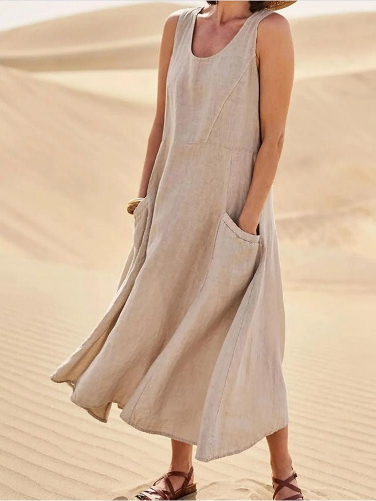 Women's Breezy Midi Dress in Khaki