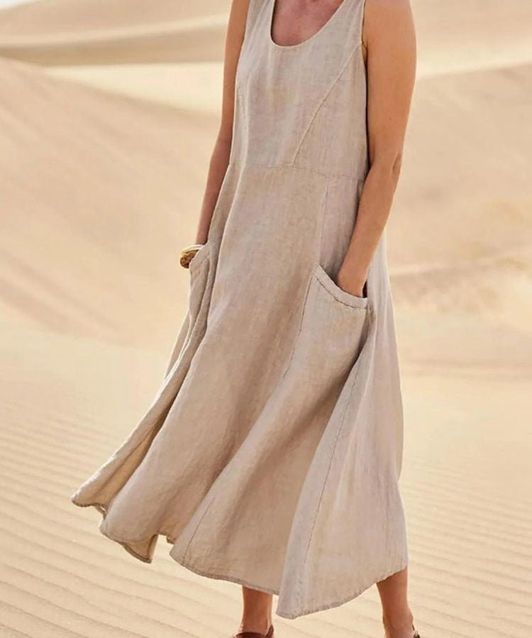 Women's Breezy Midi Dress in Khaki