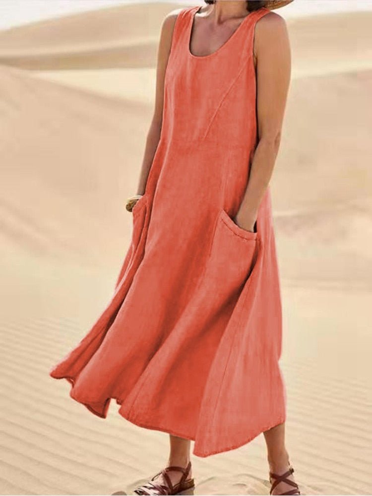 Women's Breezy Midi Dress in Orange