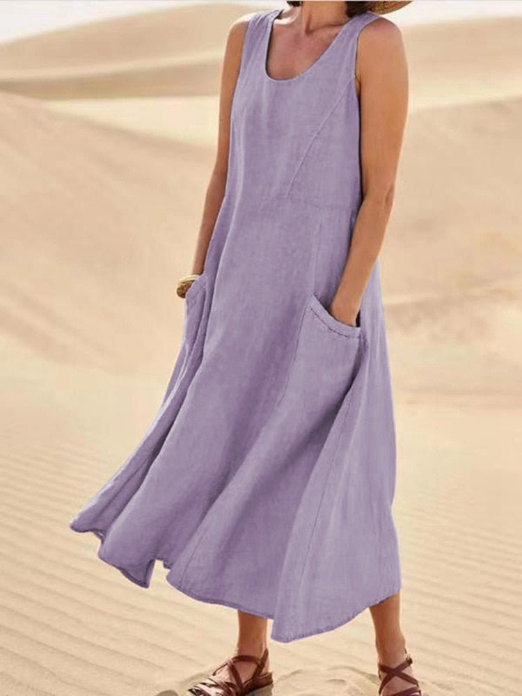 Women's Breezy Midi Dress in Purple