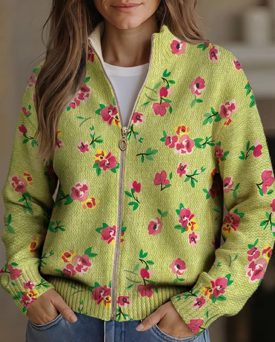 Women's Floral Zip Cardigan