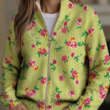 Women's Floral Zip Cardigan