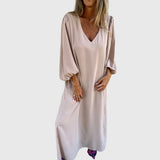 Women's Long Boho Dress with Pockets in Apricot