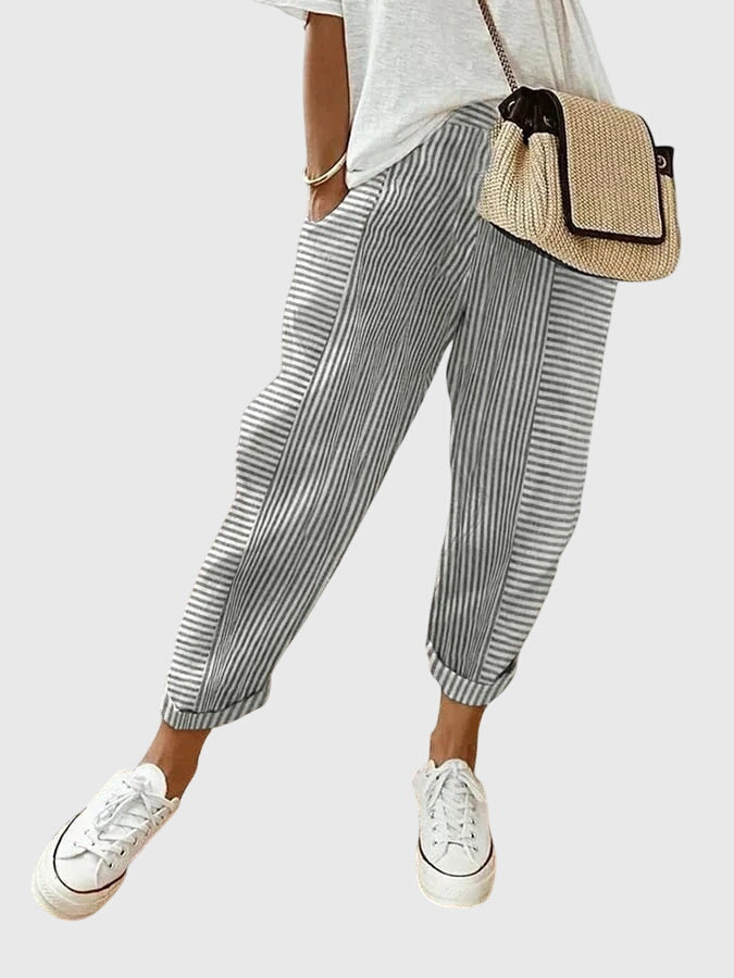 Women's Elegant Autumn Pants in Light Gray