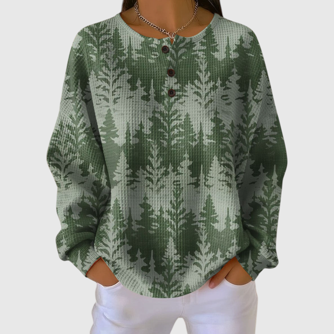 Classic Christmas Sweater Featuring Timeless Tree Design in Green