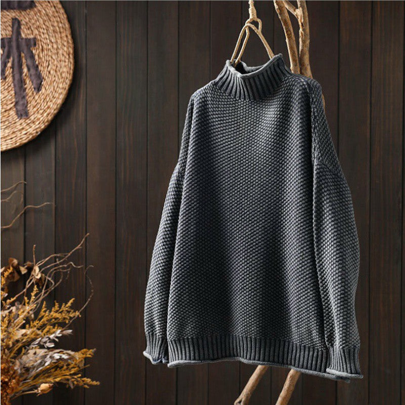 Women's Chunky Turtleneck Sweater in Gray