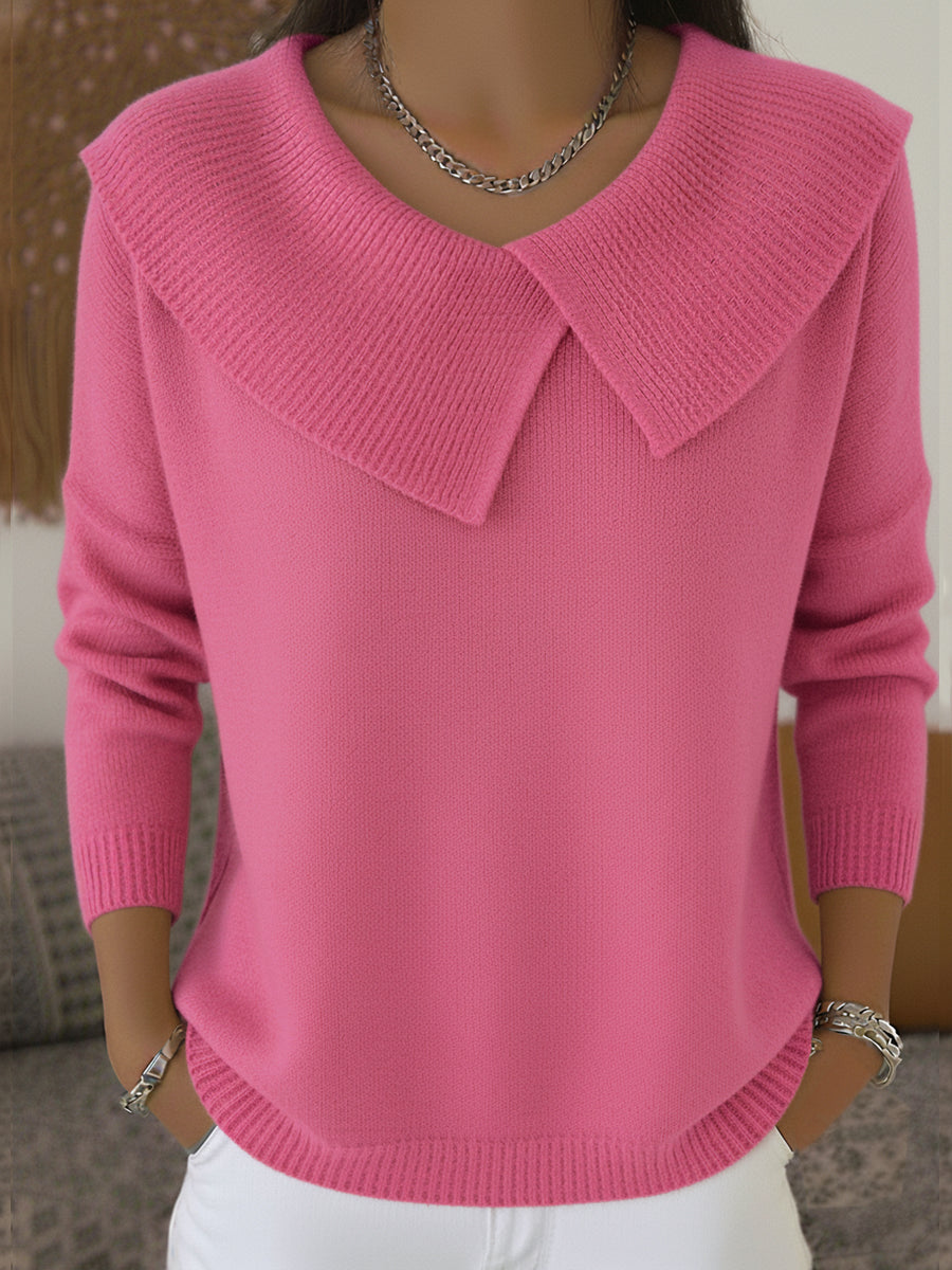 Women's Cozy Cowl Neck Sweater in Pink