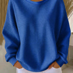 Women's Classic Waffle Knit Sweater in Blue