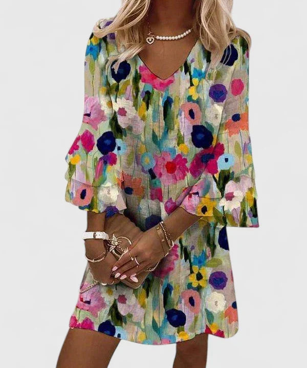 Women's Elegant Mini Dress in Multicolored