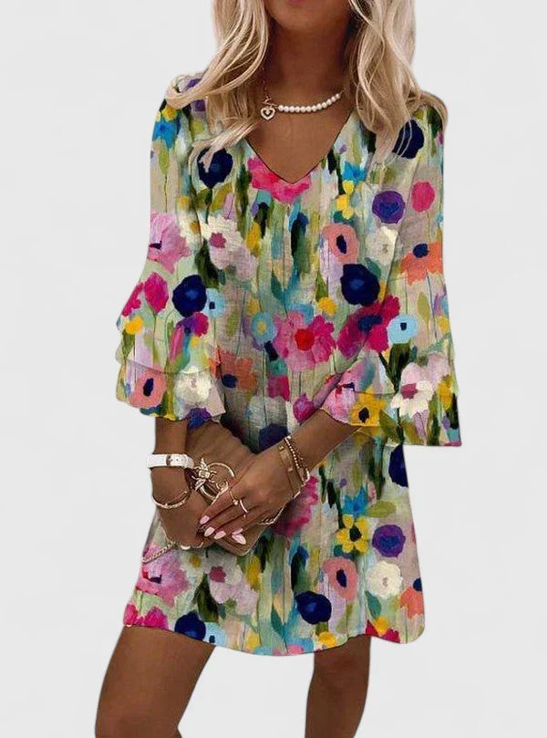 Women's Elegant Mini Dress in Multicolored