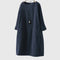 Women's Relaxed Corduroy Midi Dress in Dark Blue