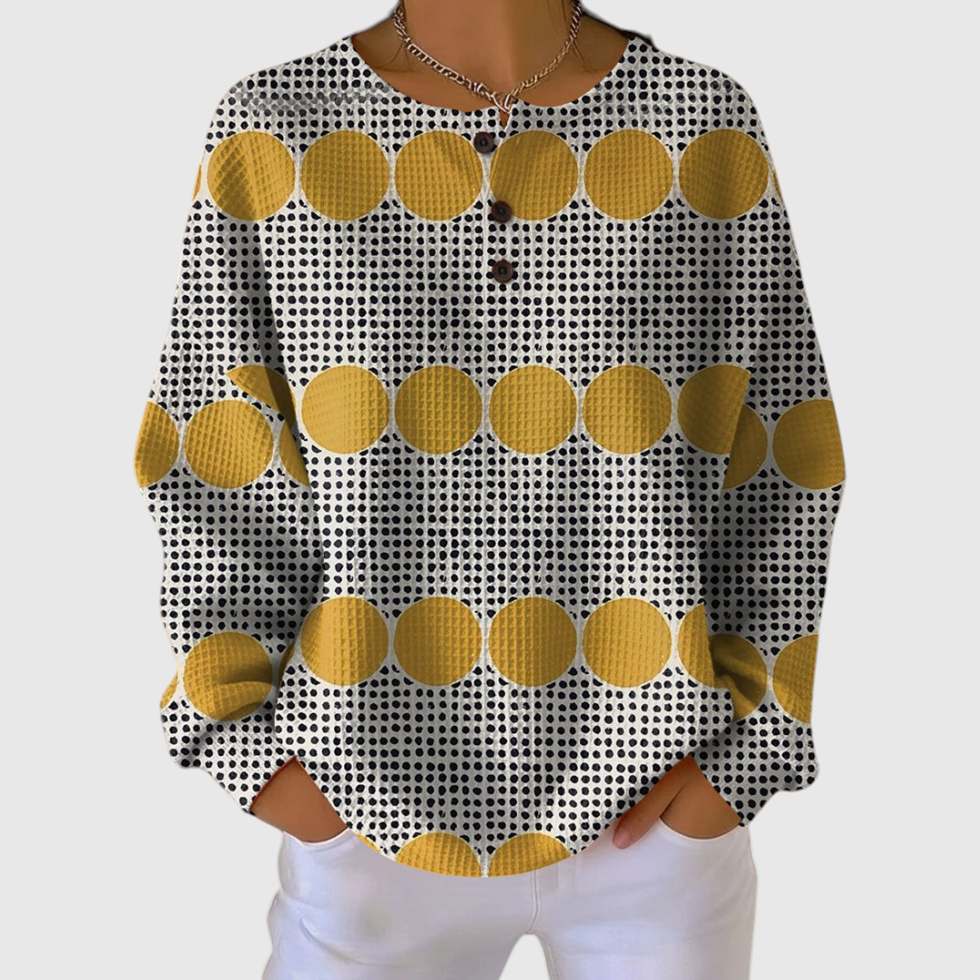 Retro Geometric-Design Sweater in Yellow