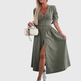 Sophia Elegant Denim Dress in Green