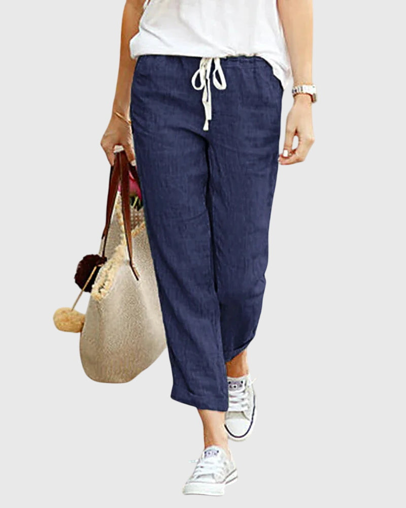 Women's Elegant Summer Pants in Navy Blue