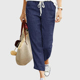 Women's Elegant Summer Pants in Navy Blue