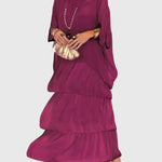 Women's Long and Flowing Elegant Dress in Pink-Violet