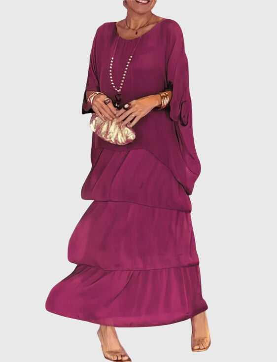 Women's Long and Flowing Elegant Dress in Pink-Violet