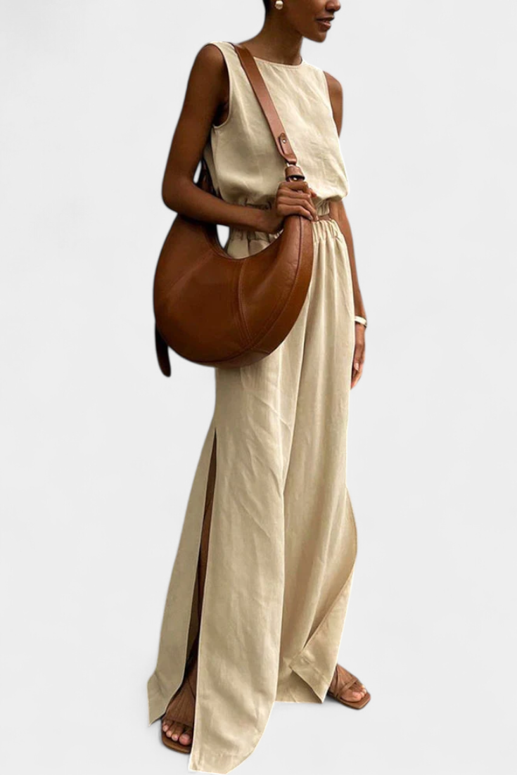 Sleeveless Cotton-Linen Wide-Leg Set, photo 3
