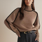 Women's Ribbed Turtleneck Sweater in Espresso Brown