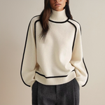 Women's Ribbed Turtleneck Sweater in Snow White