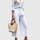 Zaryelle Comfortable Two-Piece Set in White