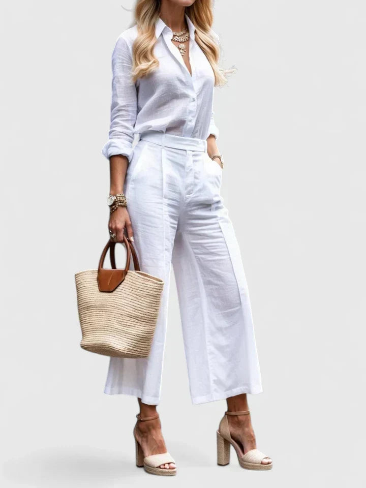 Zaryelle Comfortable Two-Piece Set in White