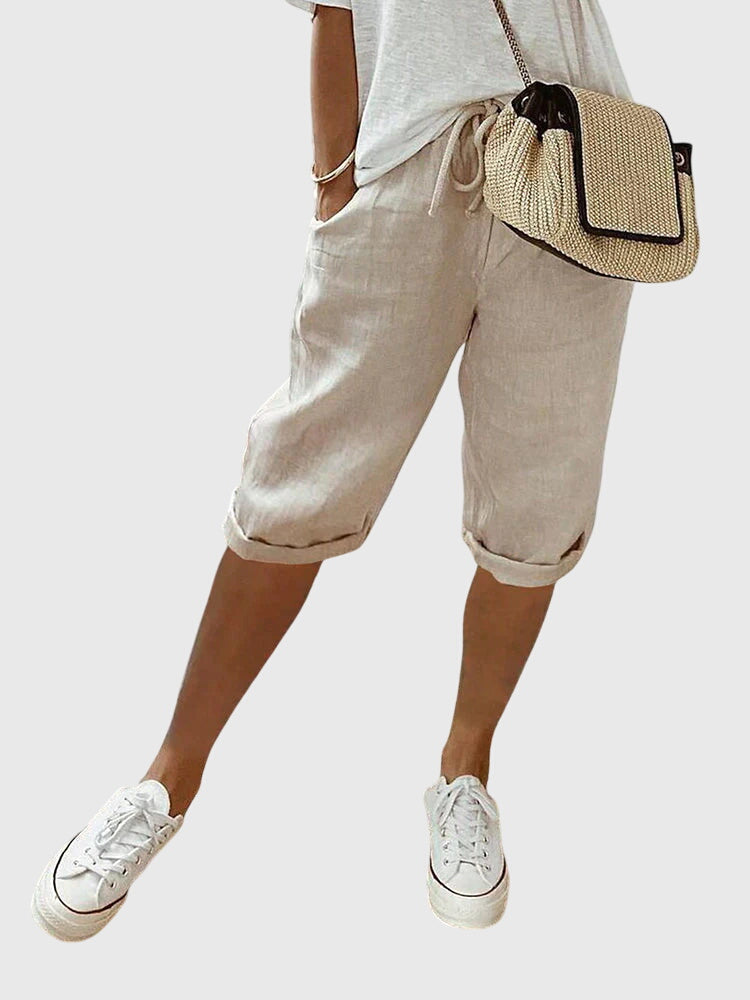 Women's Elegant Paisley Pants in Beige